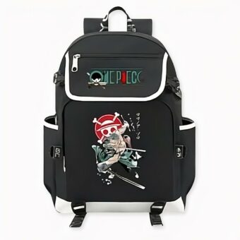 Roronoa Zoro One Piece rugzak in zwart met motivaties op de voorkant. Grote kwaliteit en zeer modieus.