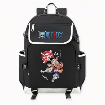 Monkey D.Luffy One Piece rugzak met grote inhoud en motivtieven op de voorkant, zwarte kleur, goede kwaliteit en zeer praktisch.