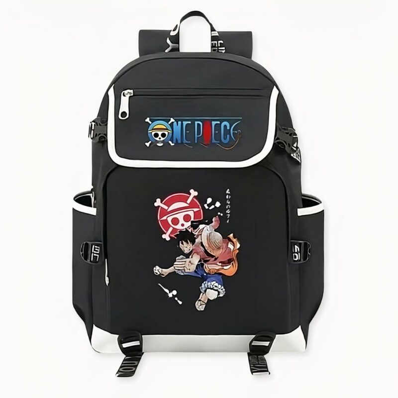 Monkey D.Luffy One Piece rugzak met grote inhoud en motivtieven op de voorkant, zwarte kleur, goede kwaliteit en zeer praktisch.