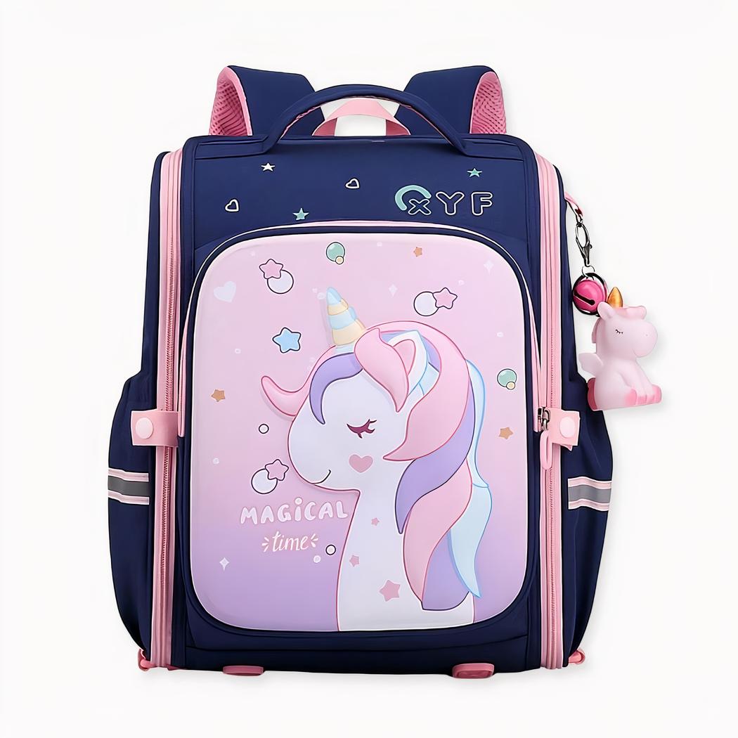 Waterdichte roze unicorn schooltas voor blauwe en roze meisjes, goede kwaliteit en erg trendy.