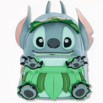 Kinderrugzak met Stitch in groen en blauw op een lichtgrijze achtergrond