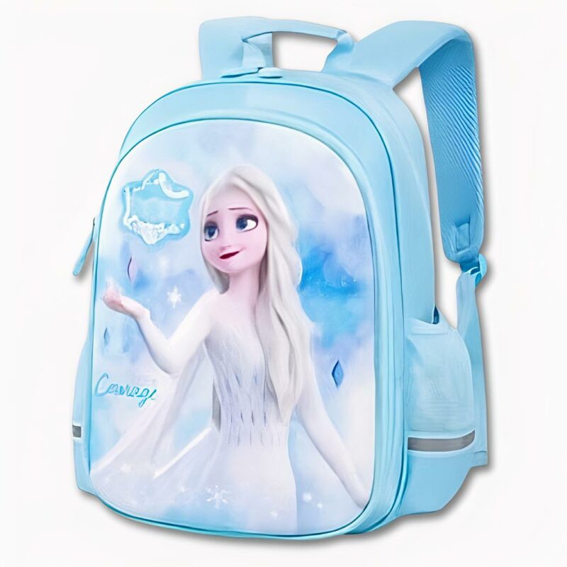 IMG_sac_à_dos_Reine_des_Neiges_maternelle_pour_enfant_2 Blauwe kinderrugzak met de Sneeuwkoningin.