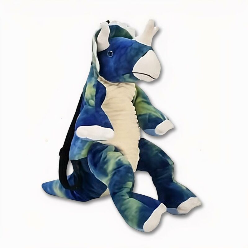 Pluche kinderrugzak in de vorm van een blauwe dinosaurus, 40 cm hoog.