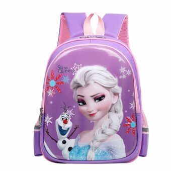 Frozen rugzak voor kinderen in paarse kleur op een gebroken witte achtergrond