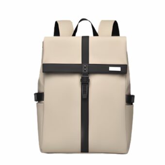 Sac à dos épuré et élégant blanc sur fond gris très clair