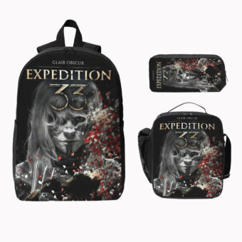 Un Ensemble 3 pièces sac à dos Alicia Clair Obscur : Expedition 33 contenant un sac à dos, un trousse et un sac isotherme