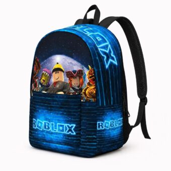 Roblox rugzak met blauw neonlogo – vooraanzicht