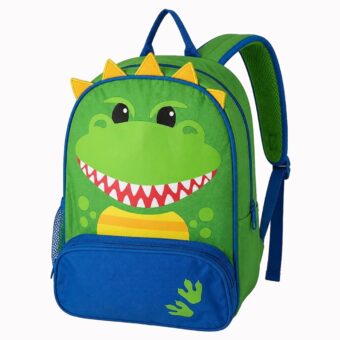 Groene dinosaurusrugzak voor kinderen – vooraanzicht