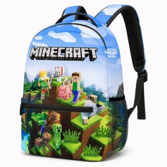 Minecraft rugzak met 3D-wereld – vooraanzicht