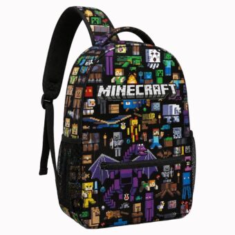 Minecraft rugzak met gepixelde personages – vooraanzicht