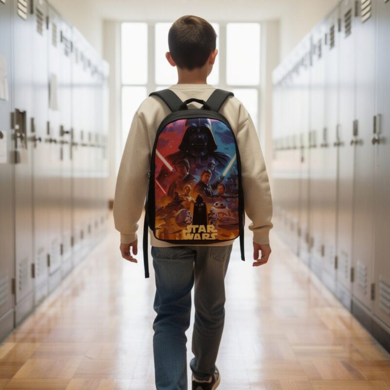 Star Wars rugzak met meerdere personages – close-up van de print