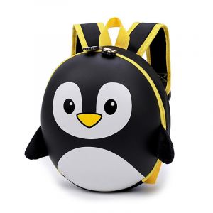 Penguin hard-shell rugzak voor kinderen in zwart met witte achtergrond