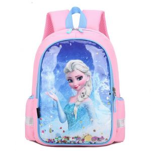 Roze en blauwe Elsa schoolrugzak voor meisjes met witte achtergrond